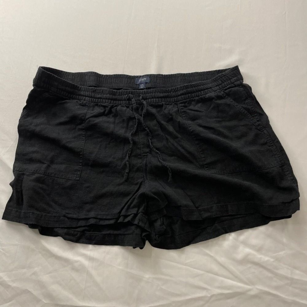 J.Crew Womens Black Linen Blend Drawstring Shorts Size XXL